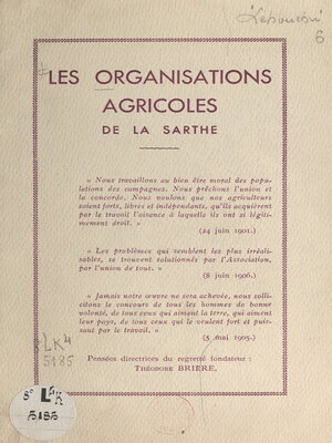 cover image of Les organisations agricoles de la Sarthe